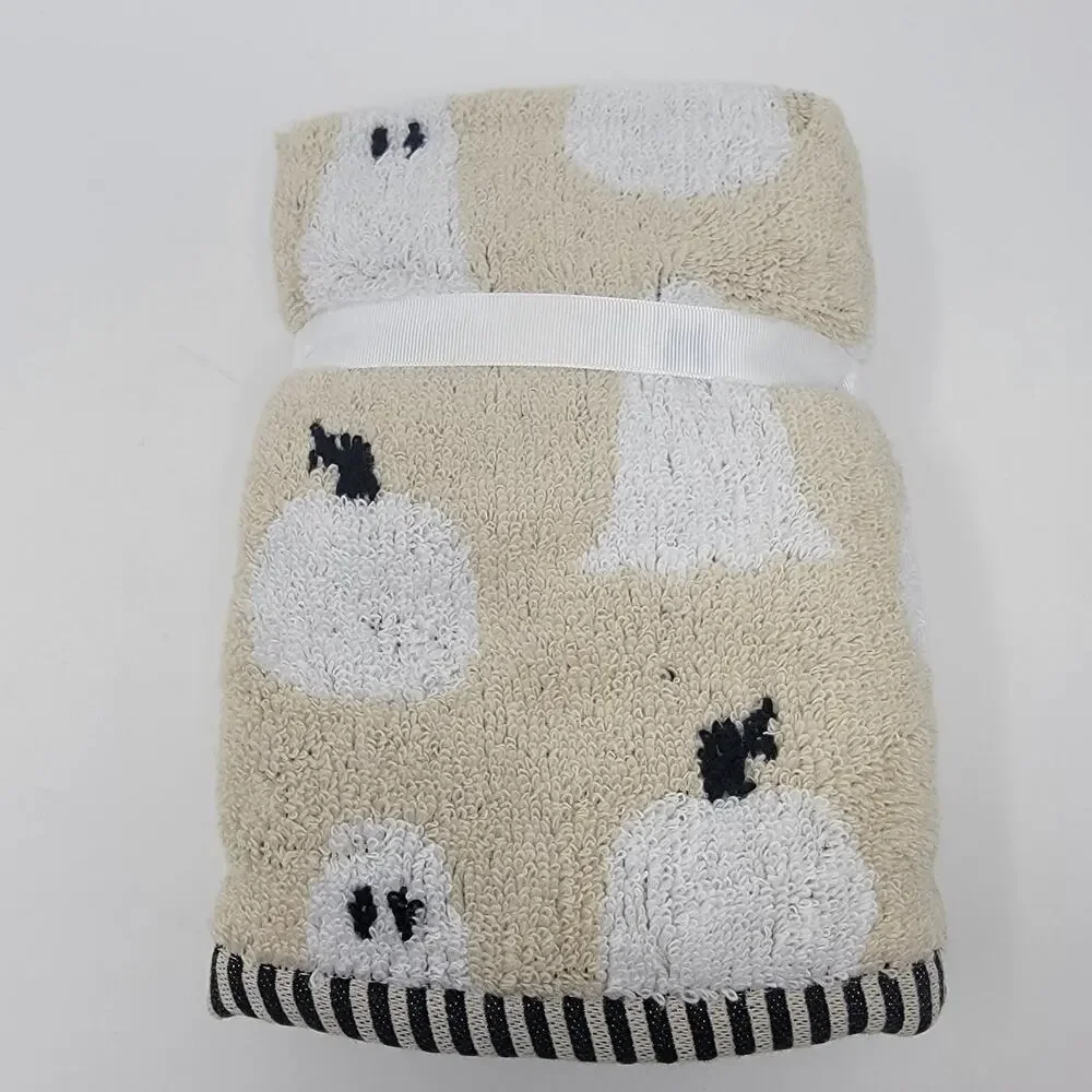KassaDecor Hand Towels Set of 2 Ghost Pumpkins Halloween Beige White Black
